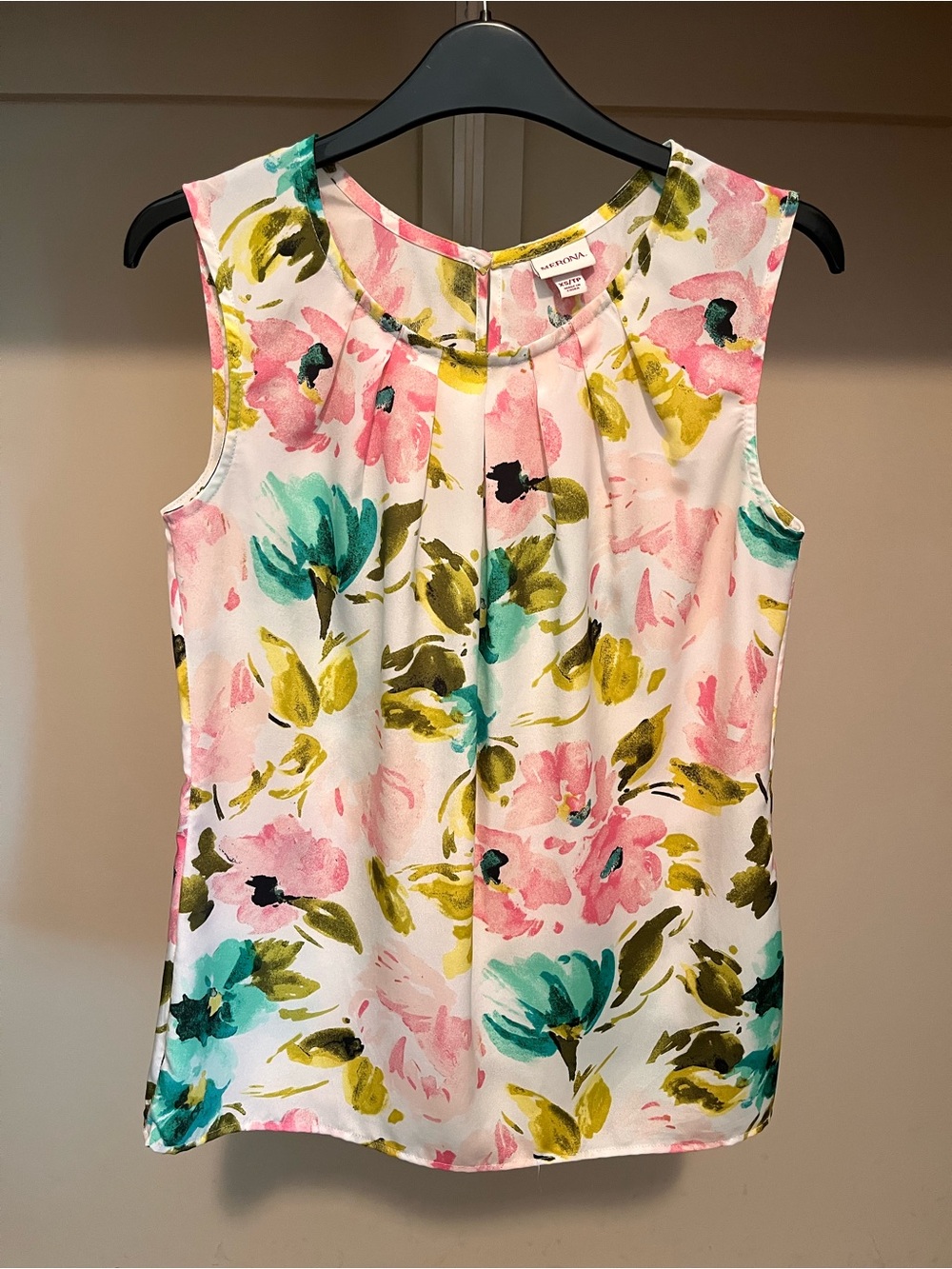 Merona Pink Teal Floral Sleeveless Blouse